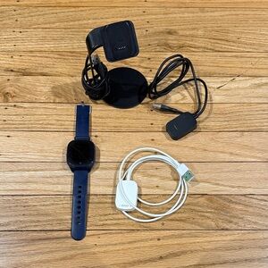 Sleek Blue Smartwatch with Charger